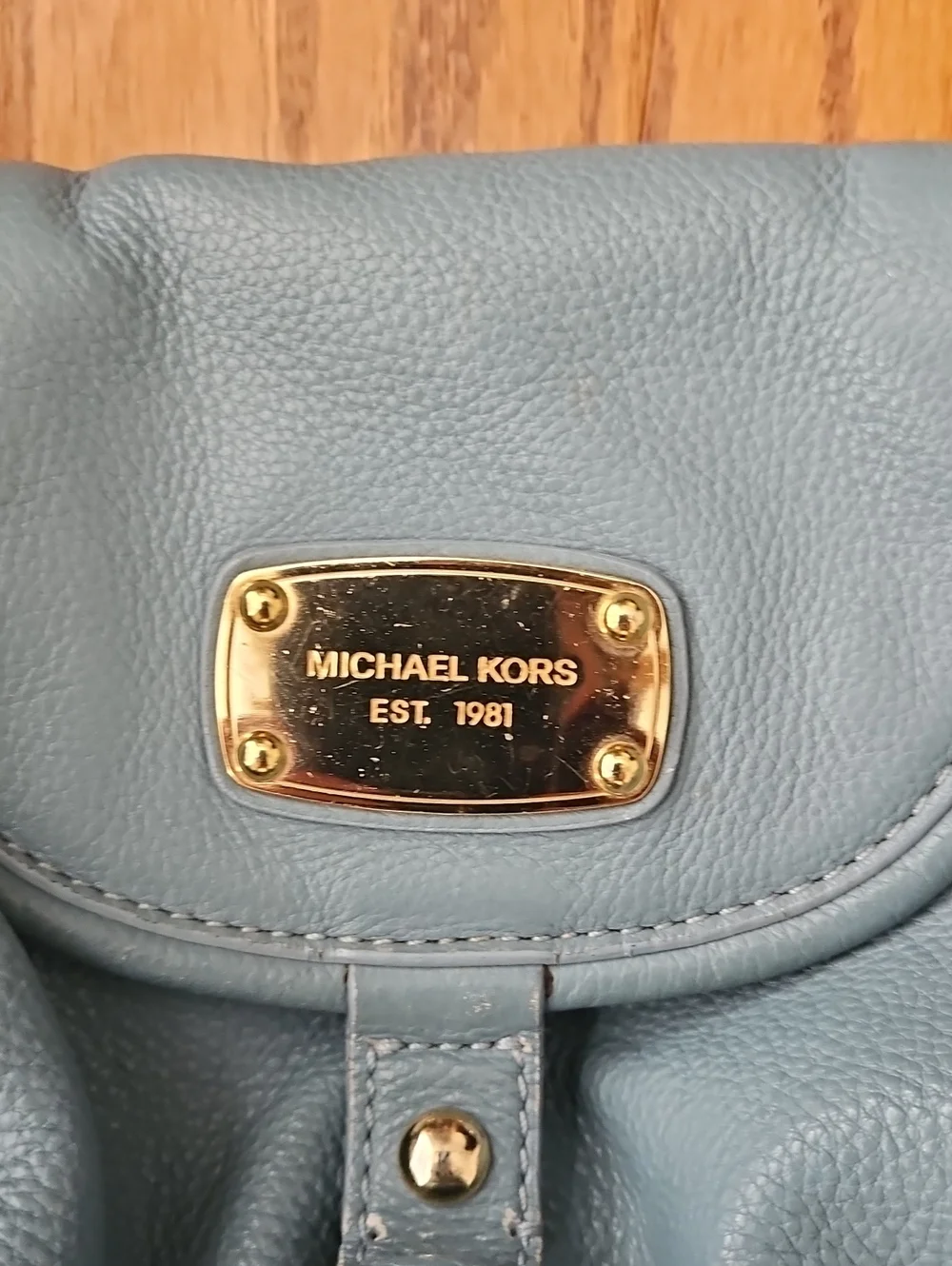 Michael Kors Brimfield Blue Pebbled Leather Tote Shoulder Bag